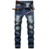 Fit Straight Pants Zipper Denim Mid Waisted Jeans Men's Jeans